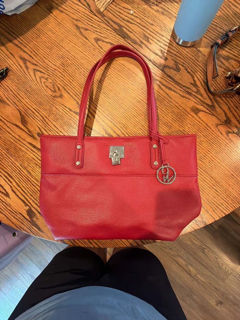 Nine West Handbag Tote Purse Dark Red Padlock